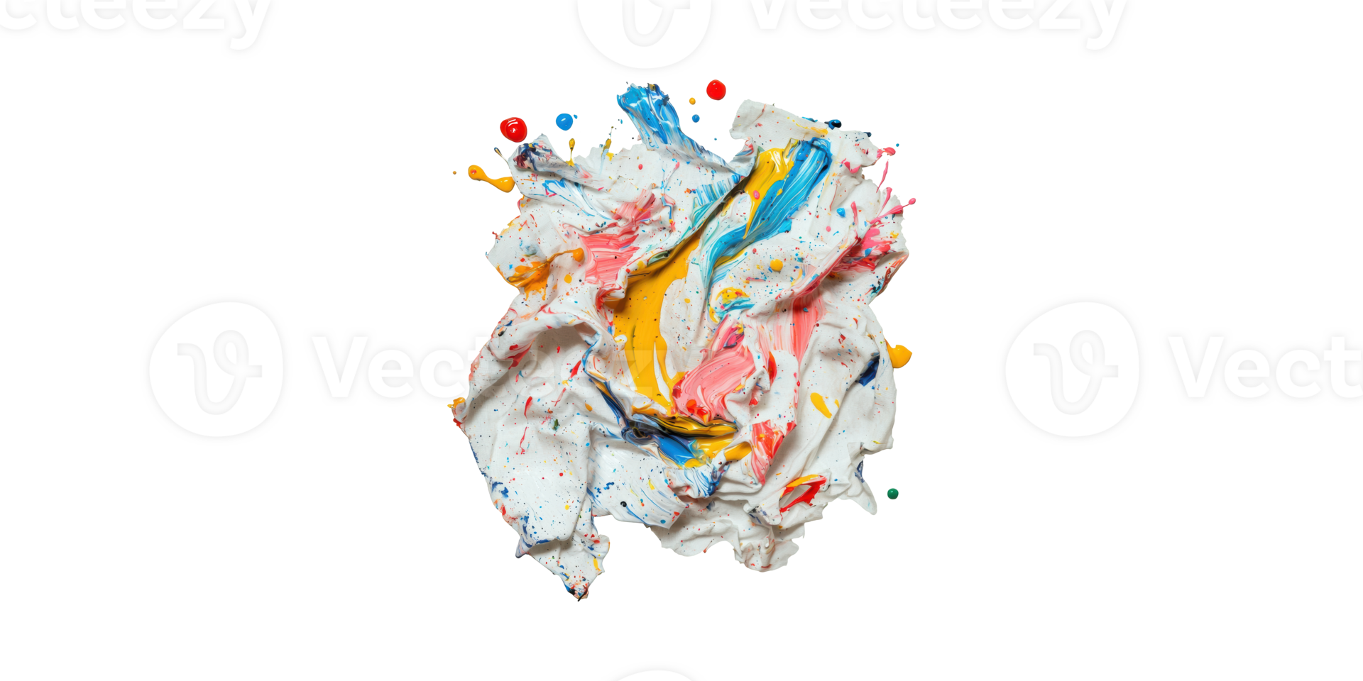 Abstract Colorful Paint Splash Crumpled Canvas. Creative Expression And Artistic Design Isolated On Transparent Background png