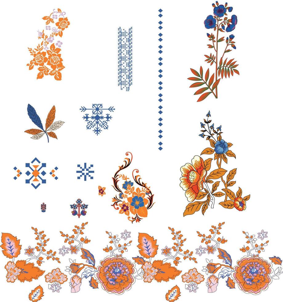 Vivid floral print with swirls and blooming, psychedelic background or textile vector
