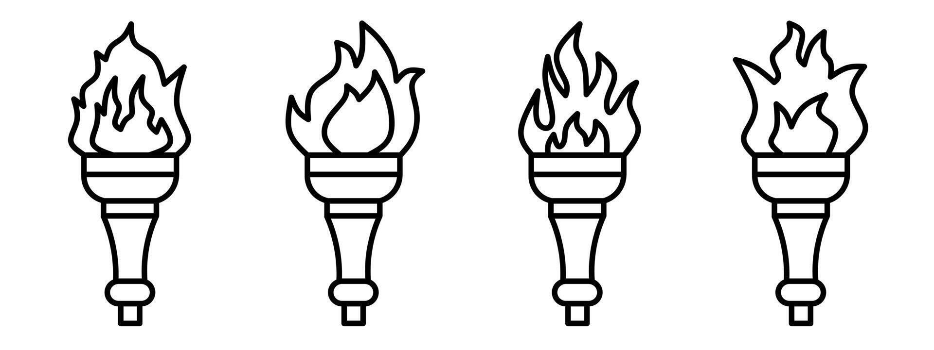 Torch, torch icon with lines. vector