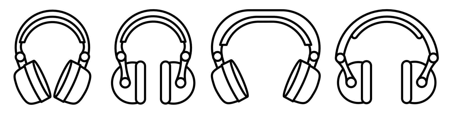 Headset, headphone icon with lines. vector