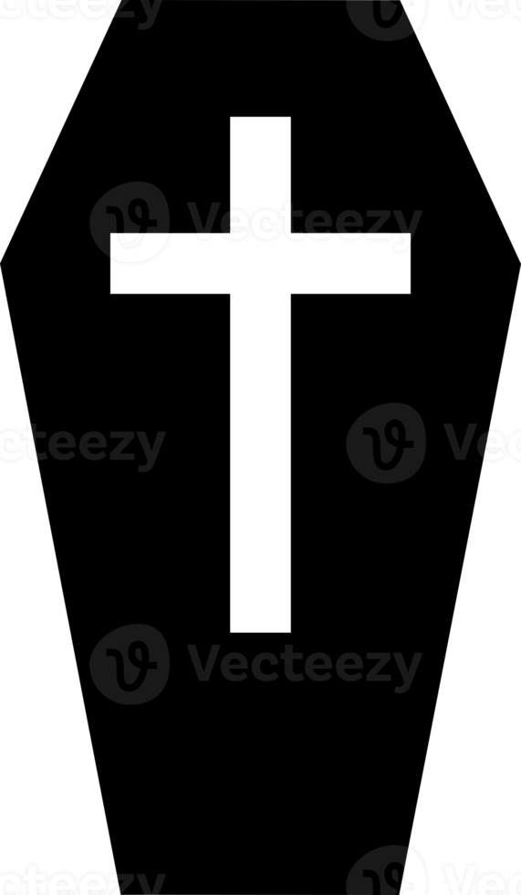 Black coffin cross christian png