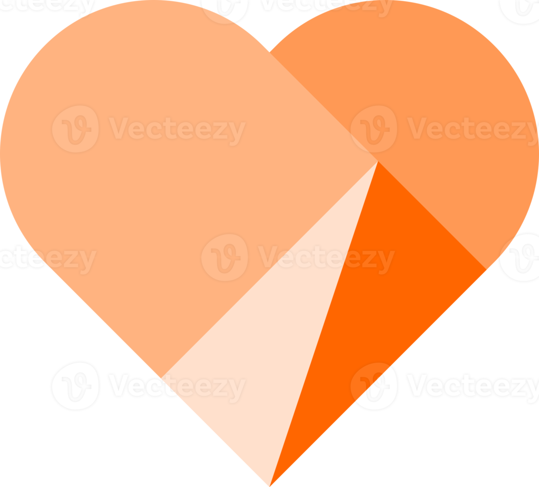 Orange cute heart love valentine's day png
