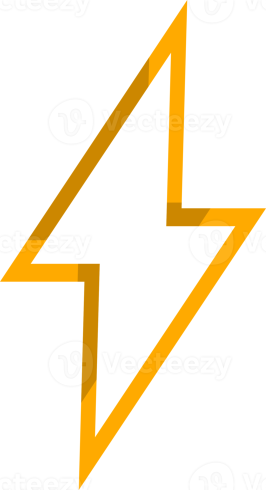 Yellow line thunder bolt icon sign png