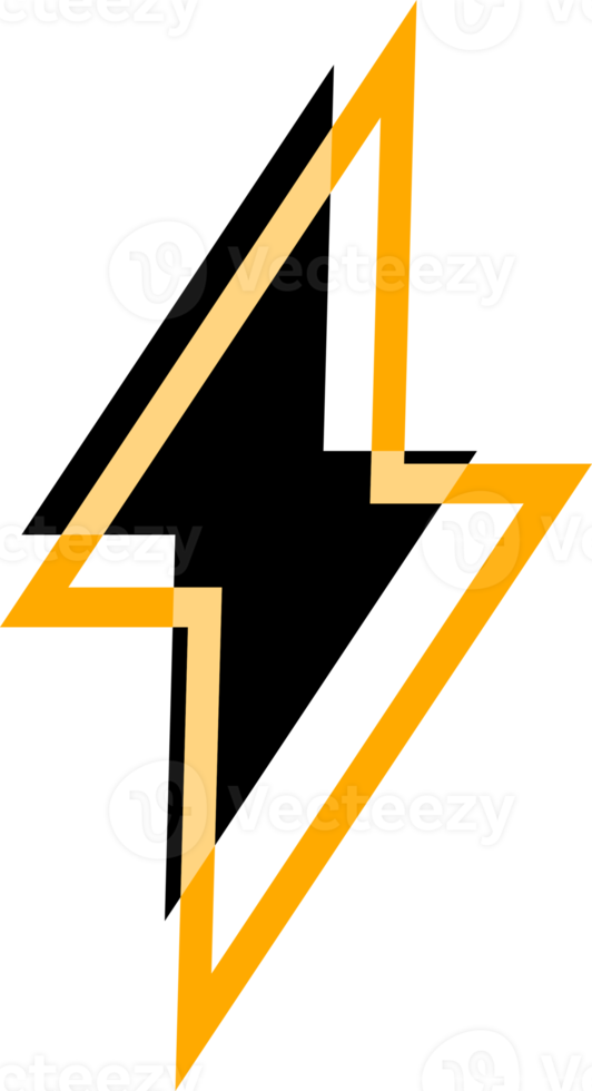 Yellow line thunder bolt icon png