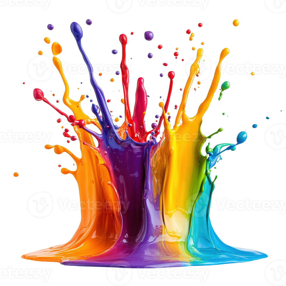 Color Explosion with Splashes of Bright Paint Isolated on Transparent Background png