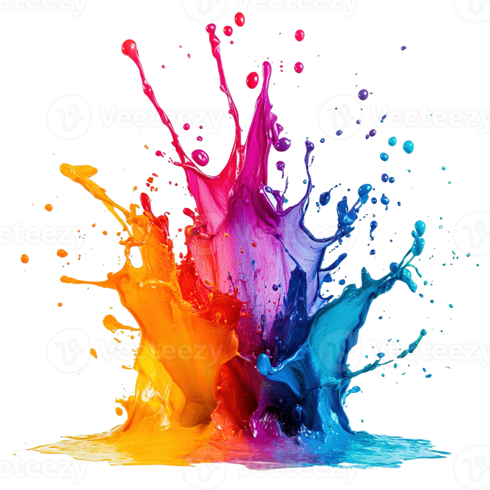 Vivid Color Paint Burst with Splattering Effects Isolated on Transparent Background png