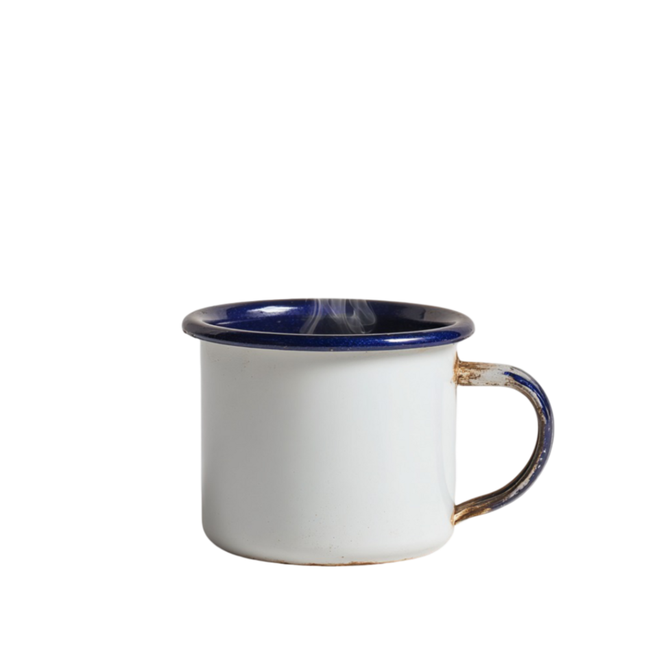 White and Blue Mug with Blue Rim png
