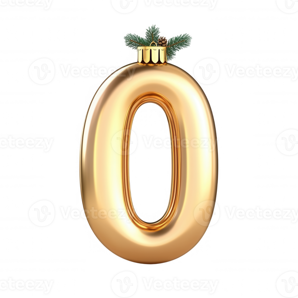 Glossy pink festive ball 3d icon number 0 hanging with a gold top, perfect for christmas designs and holiday projects png