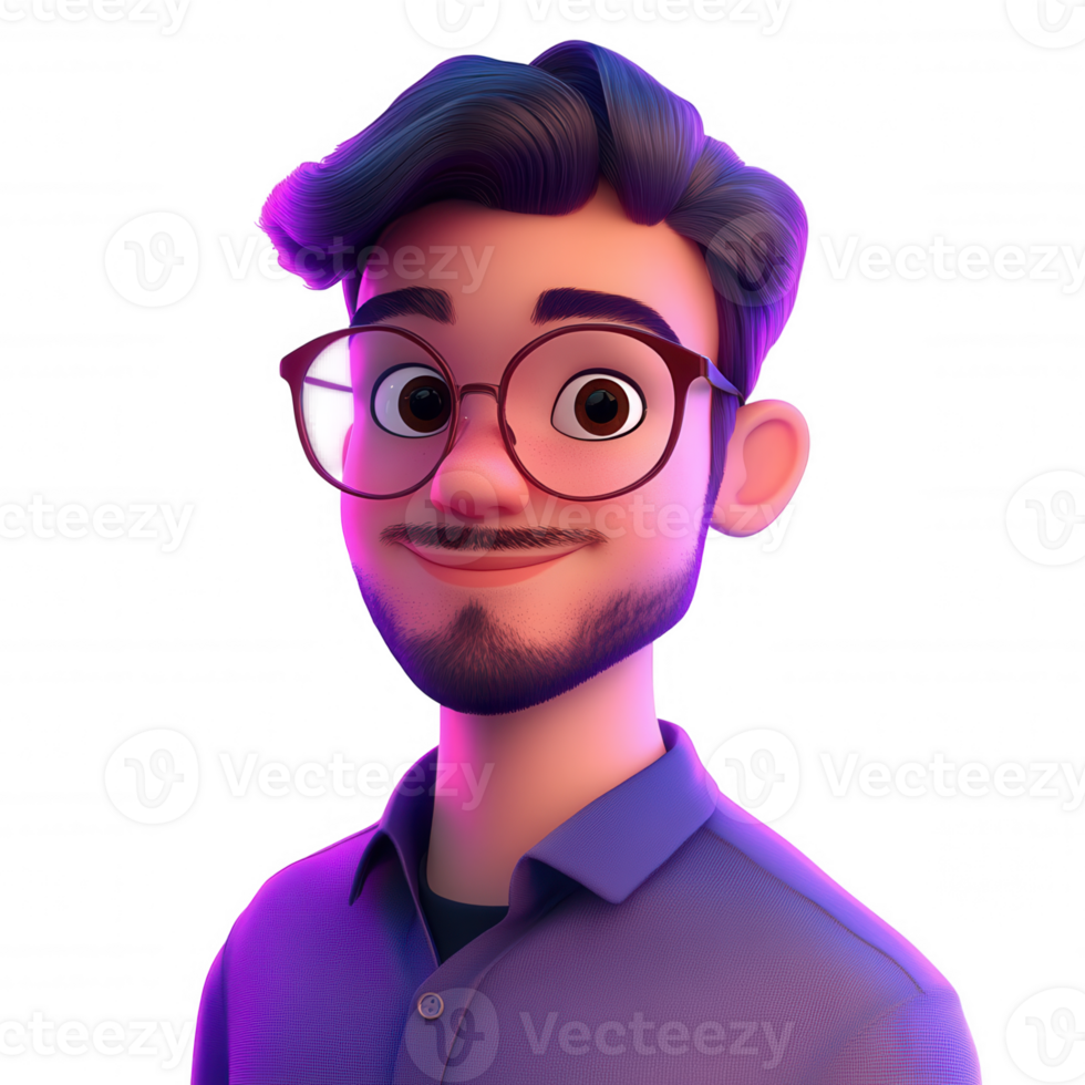 3d icon user Cartoon student and glasses, smiling wearing standing in 3d rendering, ideal for educational design with transparent background png