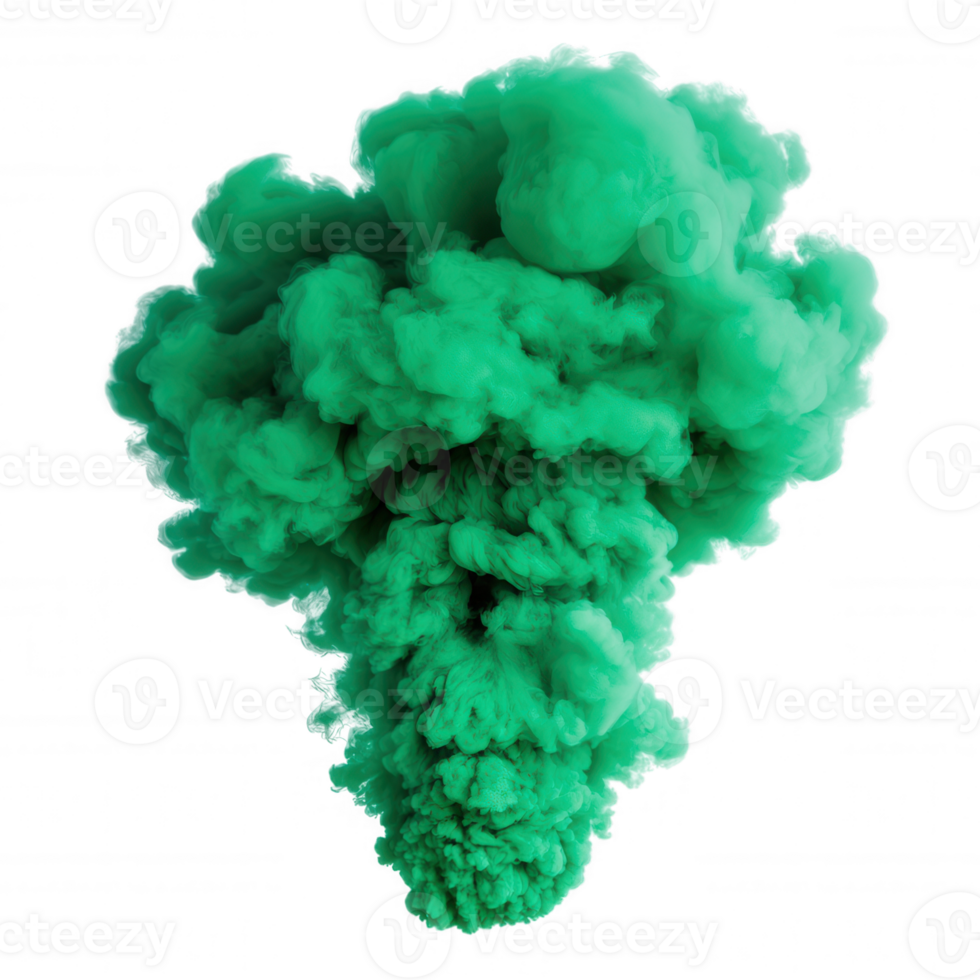 ideal green smoke cloud expanding on a transparent background, Volumetric for visual effects and compositions png