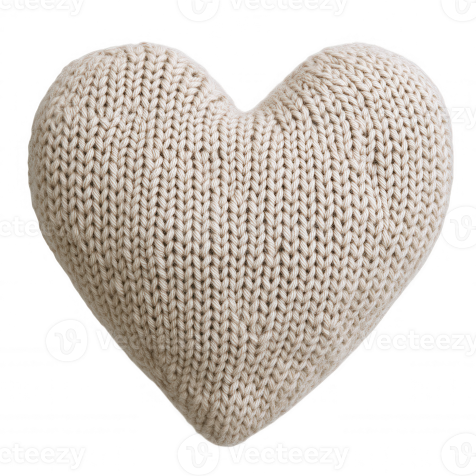 3d icon Soft beige knitted heart resting against transparent surface, conveying gentle love and handcrafted warmth through delicate texture png