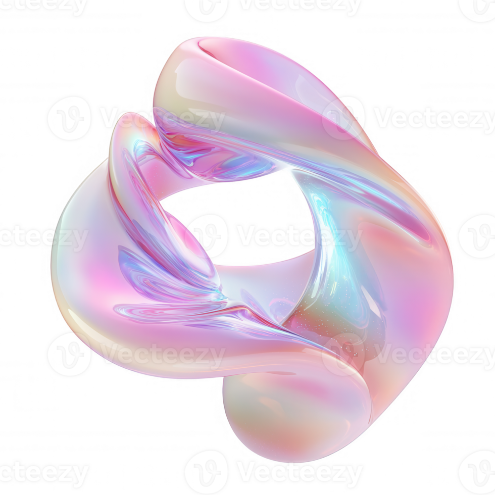 3d icon Translucent pastel blending, shapes interweaving, flowing and glass generating fluid abstract design with ethereal luminosity against transparent background png