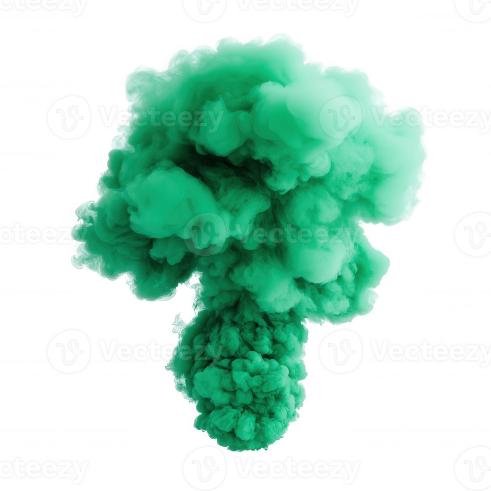 Volumetric green compositions cloud expanding on a transparent background, ideal for visual effects and smoke png