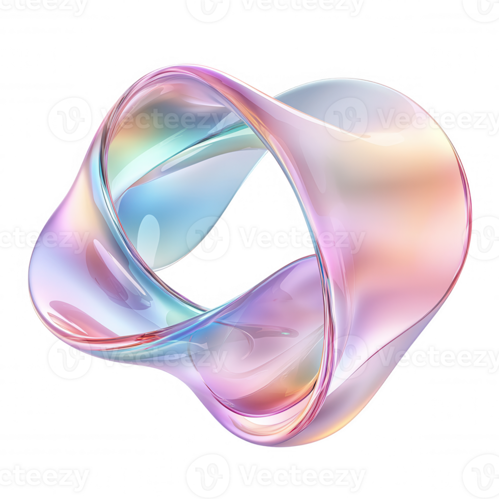 3d icon Translucent pastel glass shapes interweaving, flowing and blending, generating fluid abstract design with ethereal against transparent background png