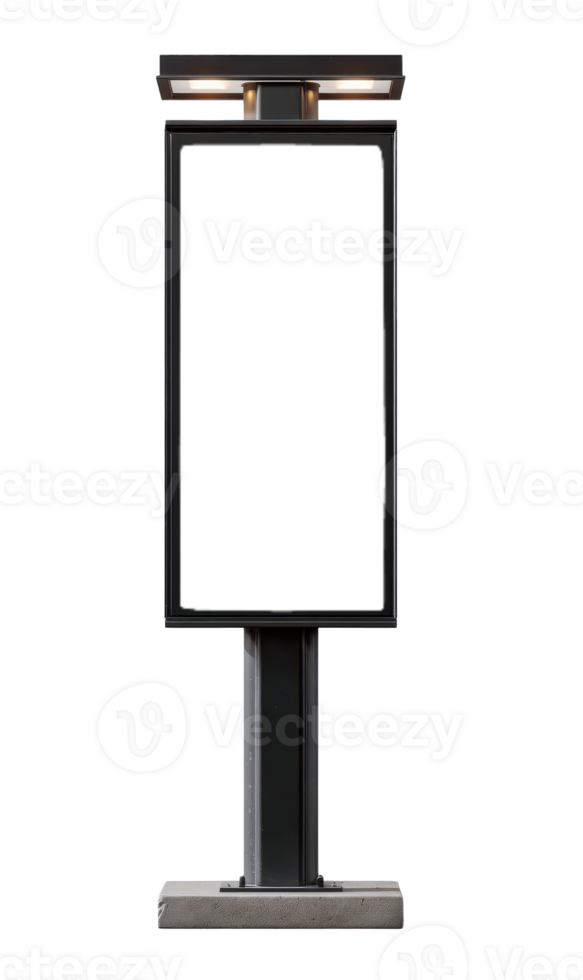 Isolated outdoor advertising structure with illumination and blank display for marketing and promotion purposes png