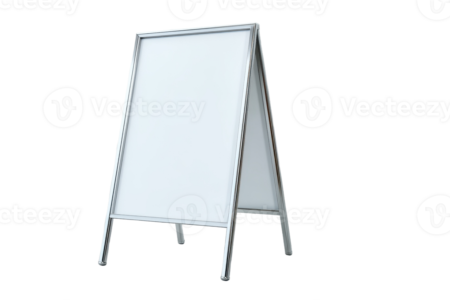 A frame sign board with silver metal frame and white display surface for advertising and promotion use png