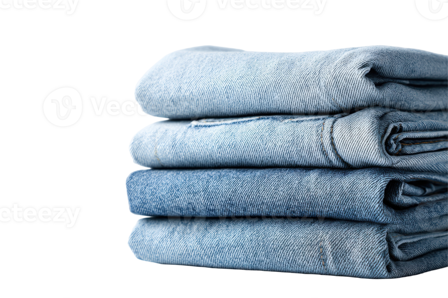 Neatly stacked denim jeans present a textured fabric pattern perfect for fashion or apparel concepts png