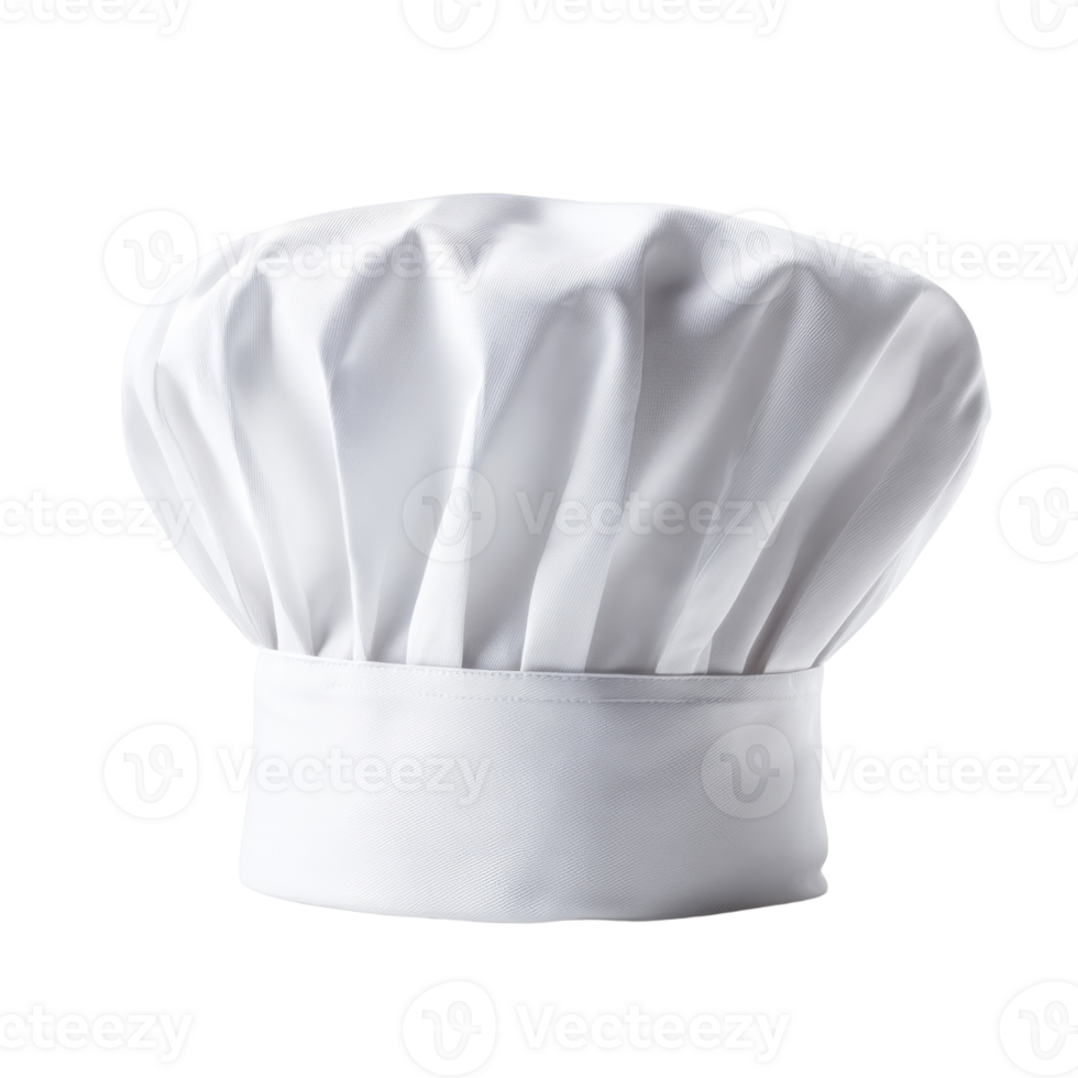 A classic chef hat is displayed against a transparent background for culinary professionals and cooking enthusiasts png