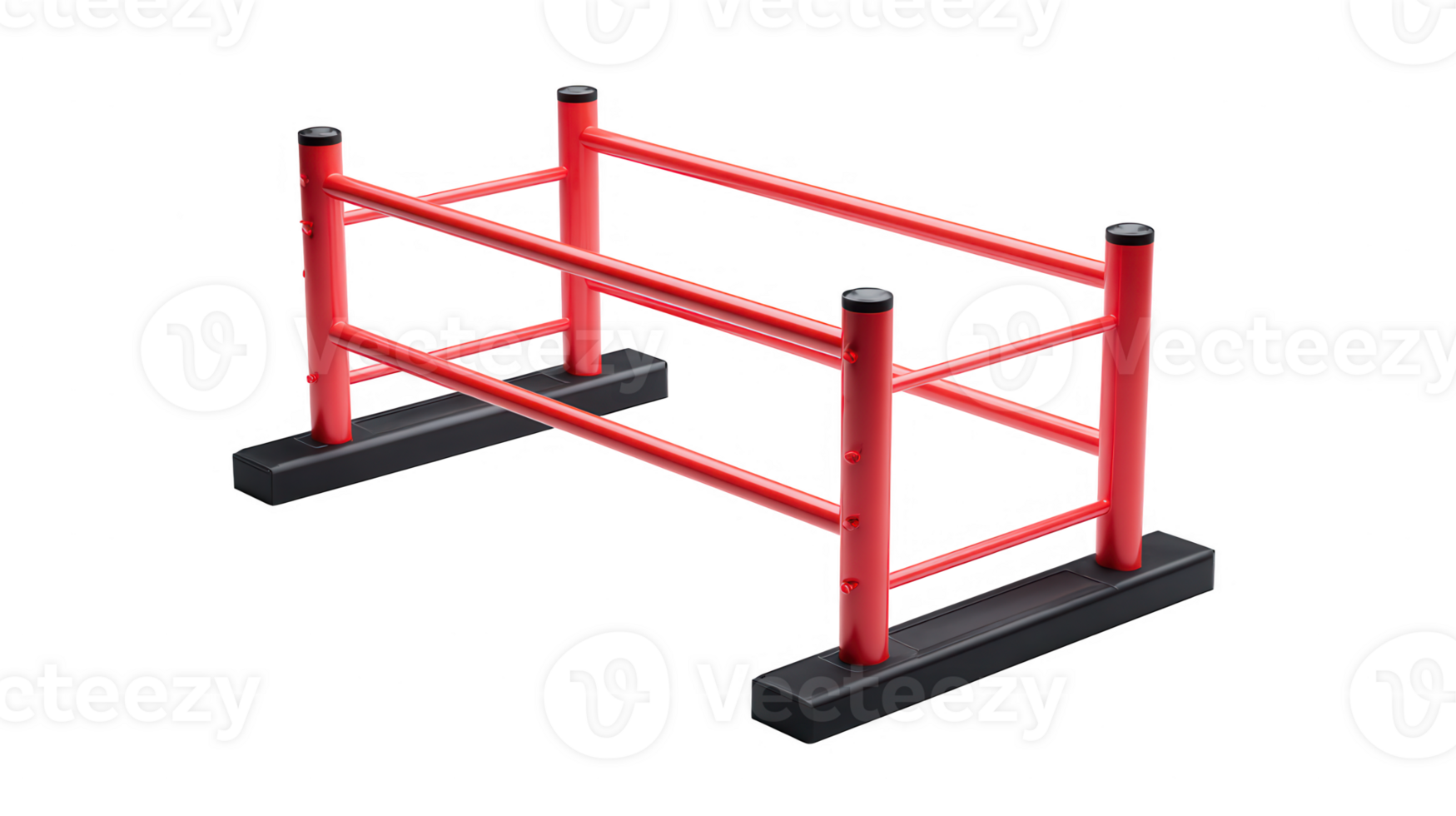 Red metal agility hurdle equipment for fitness training and sports exercise on a transparent background png