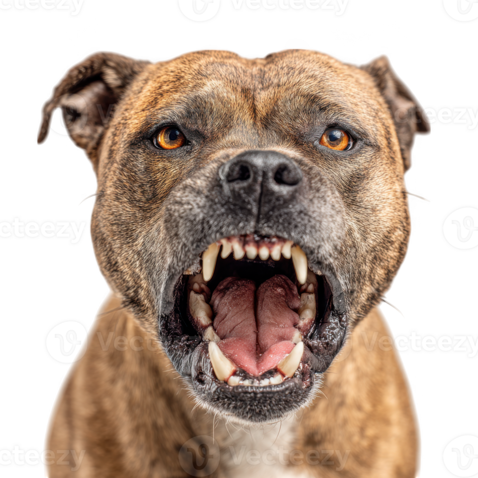 Close up of dog showing teeth with open mouth and tongue animal portrait of canine aggression png