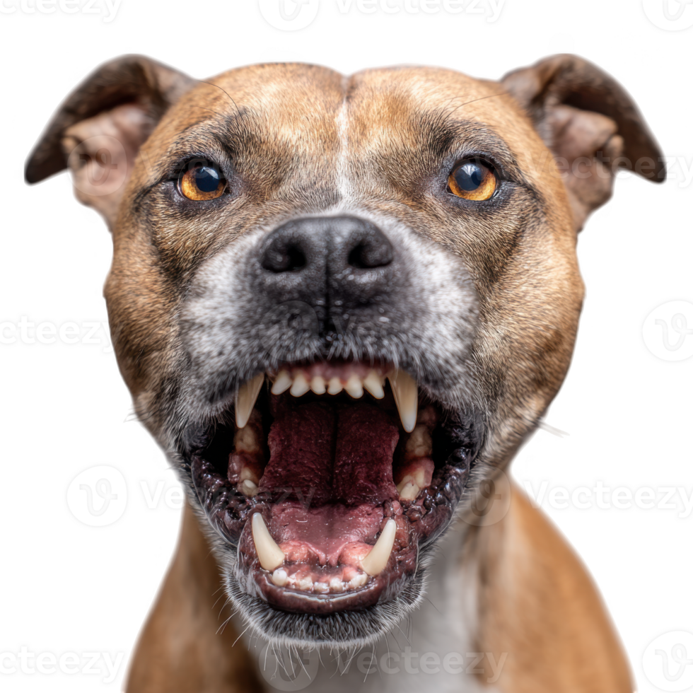 Close up portrait of a dog showing its teeth with mouth open in a threatening posture canine animal png