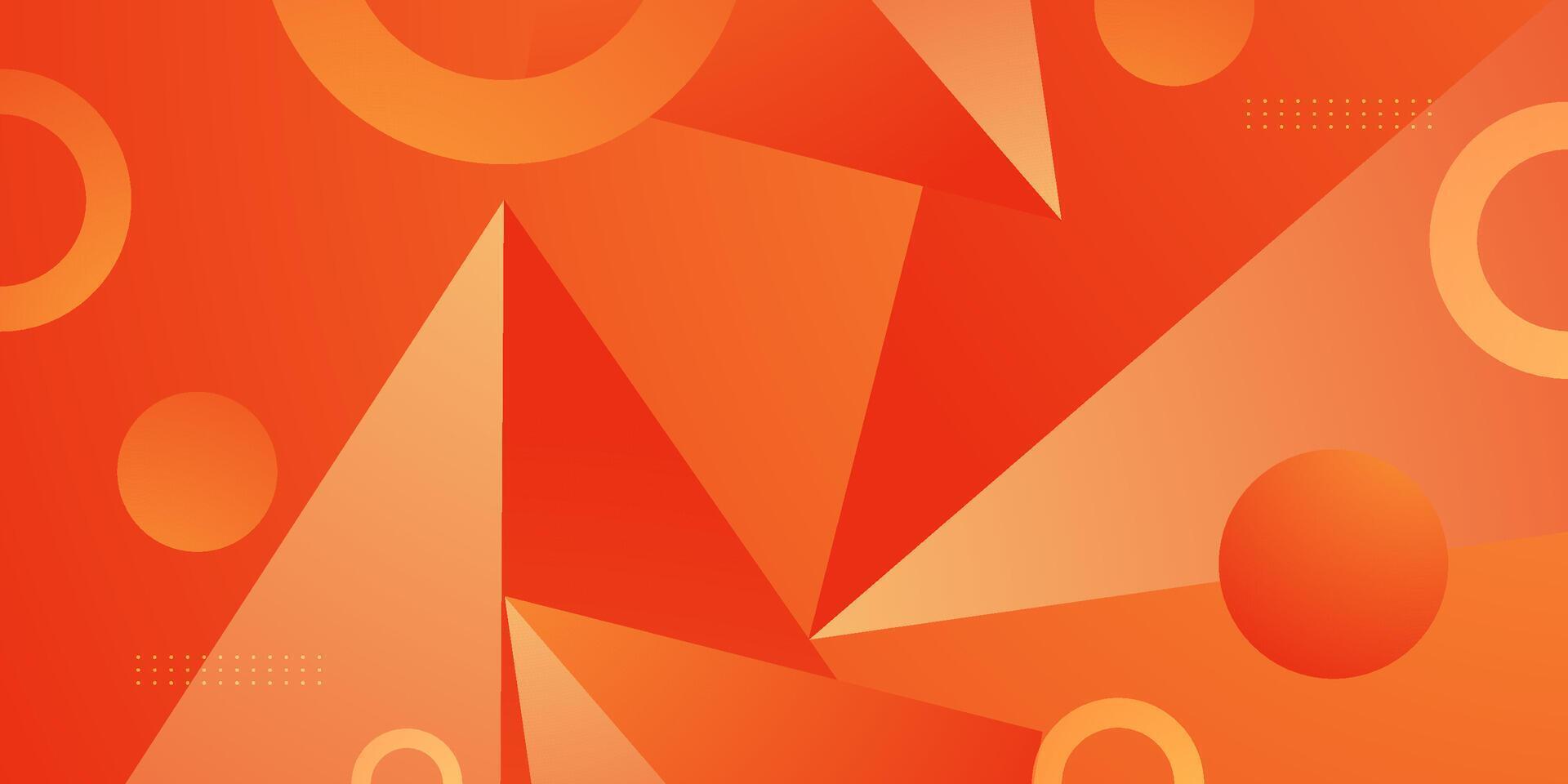 Abstract colorful orange triangle background. Simple circle shapes pattern with triangle 3D element design. vector