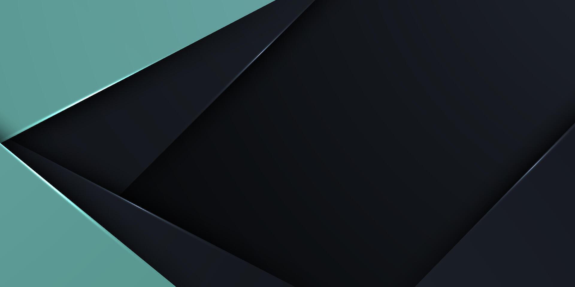 Abstract papercut green triangle pattern on dark background. Simple and trendy shape overlap design. vector