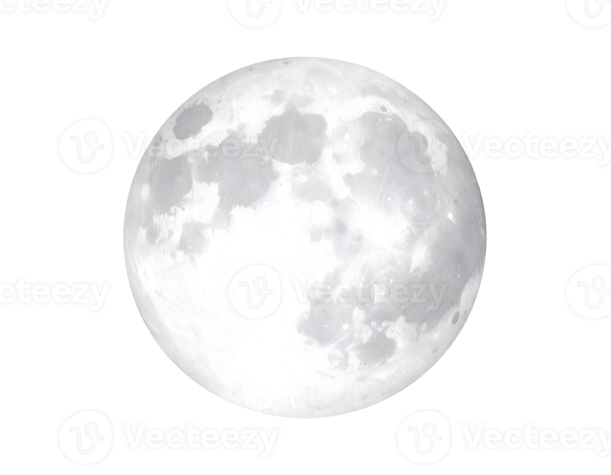 Realistic bright full moon with detailed surface textures and craters on isolated background png