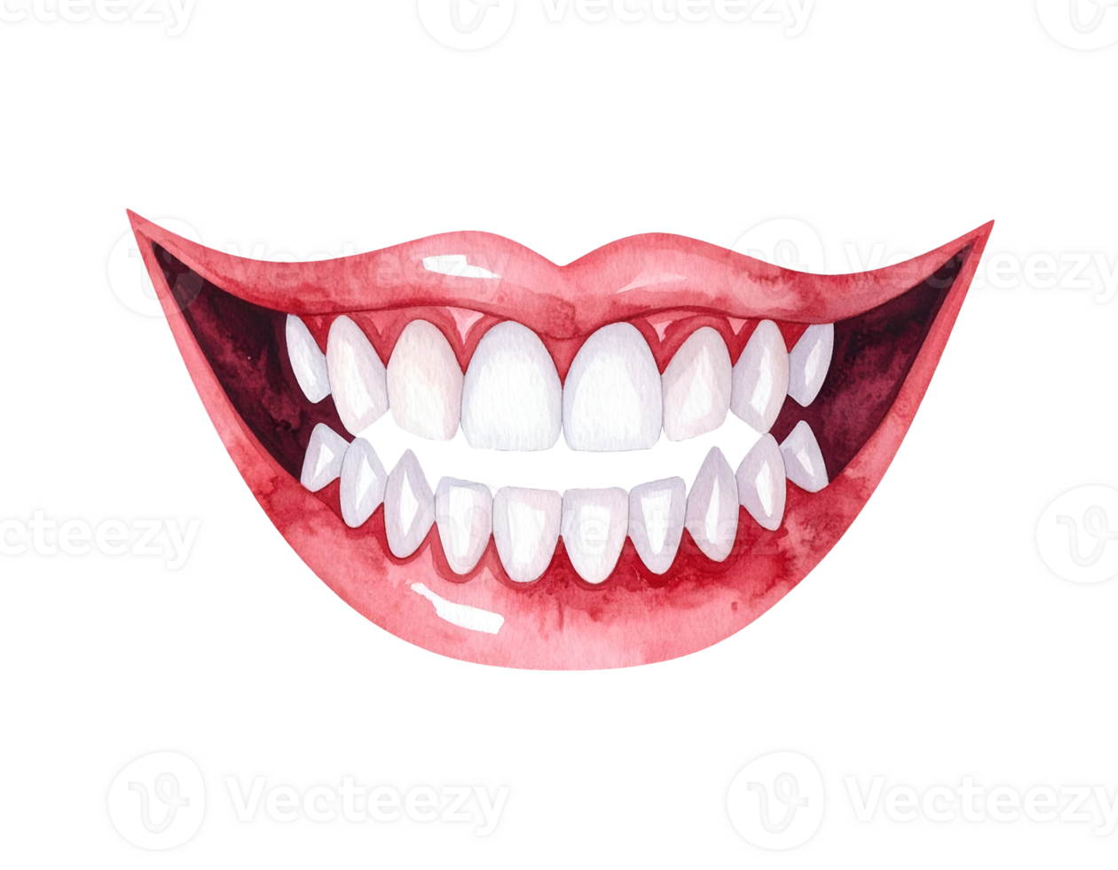 Smiling vampire mouth with visible fangs and curved lips on isolated background png