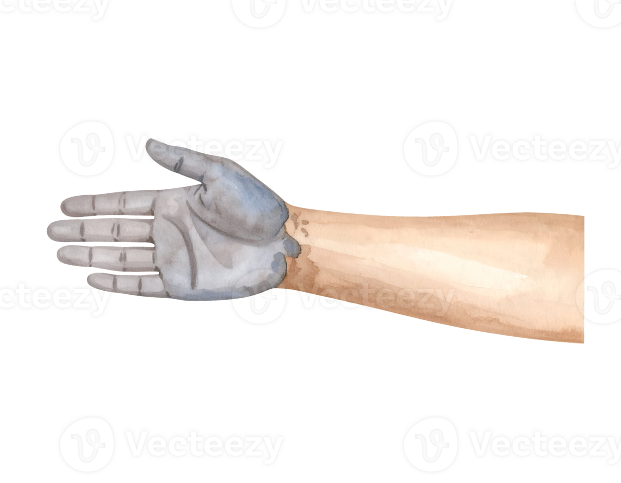 Human hand with open palm covered in gray clay spa mask on isolated background png