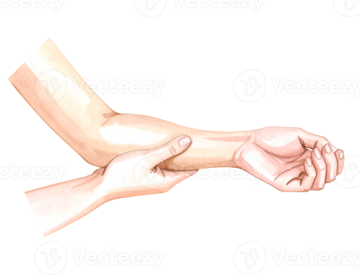 Arm massage technique with hand holding forearm illustration for wellness and spa treatment on isolated background png