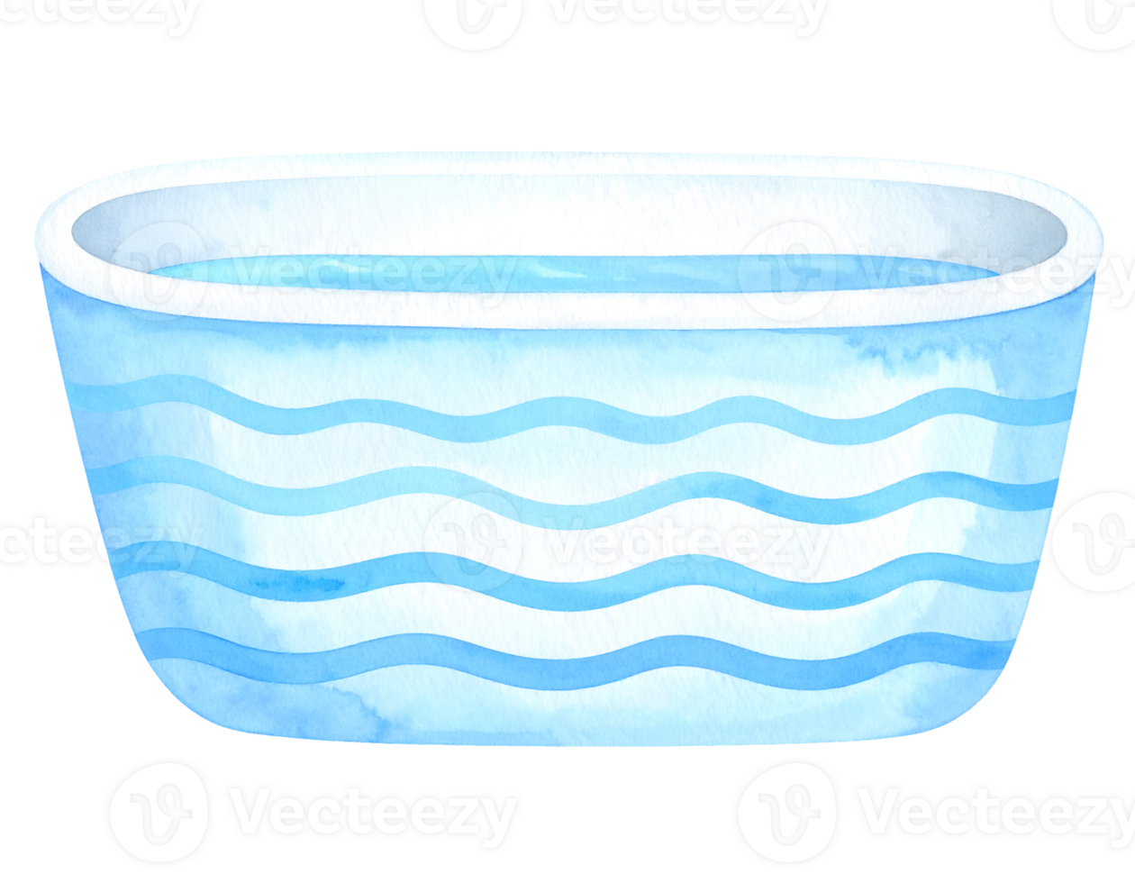 Blue bathtub filled with water designed for spa therapy, relaxation, and wellness on isolated background png