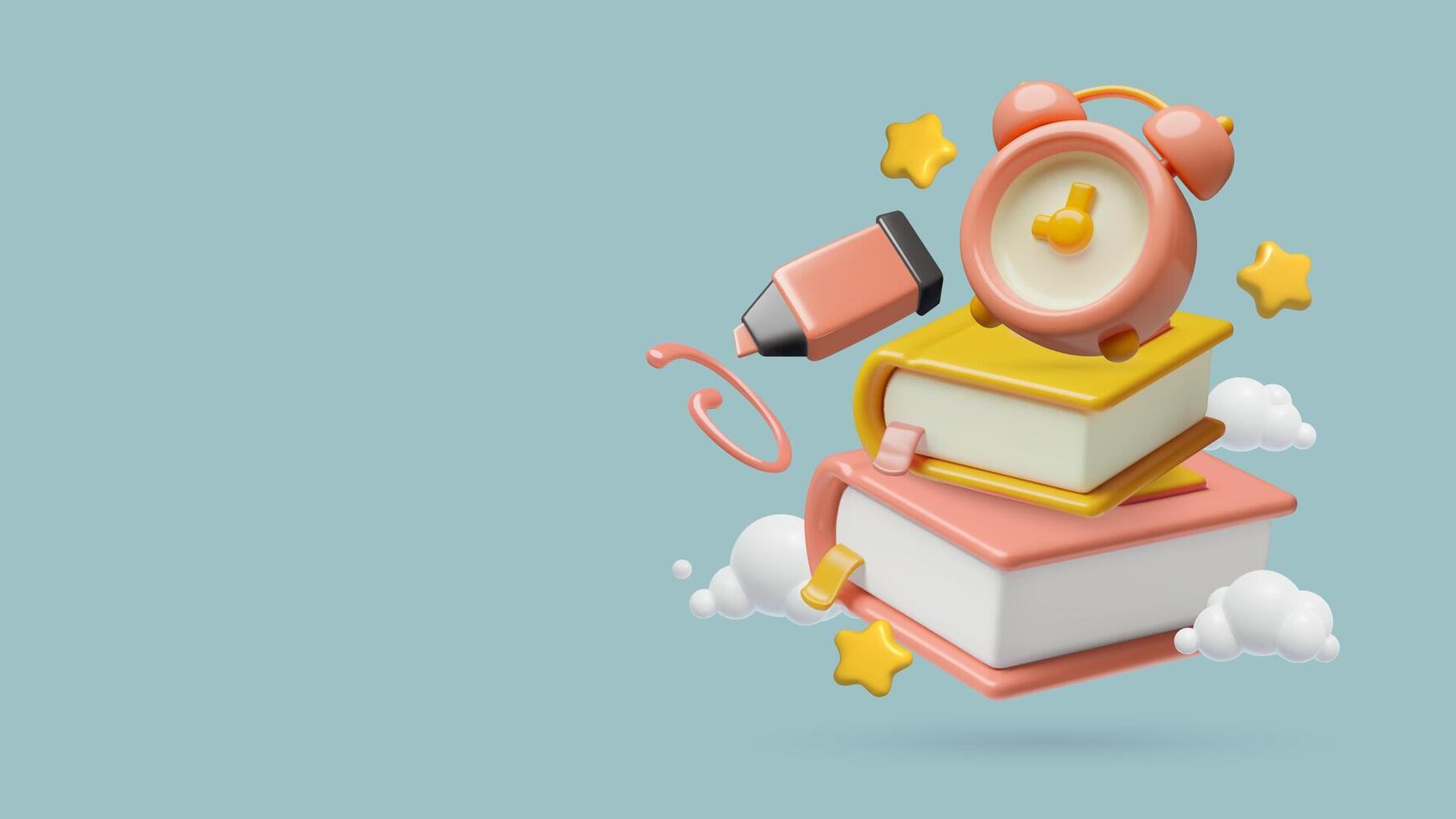 Books and study supplies illustration vector