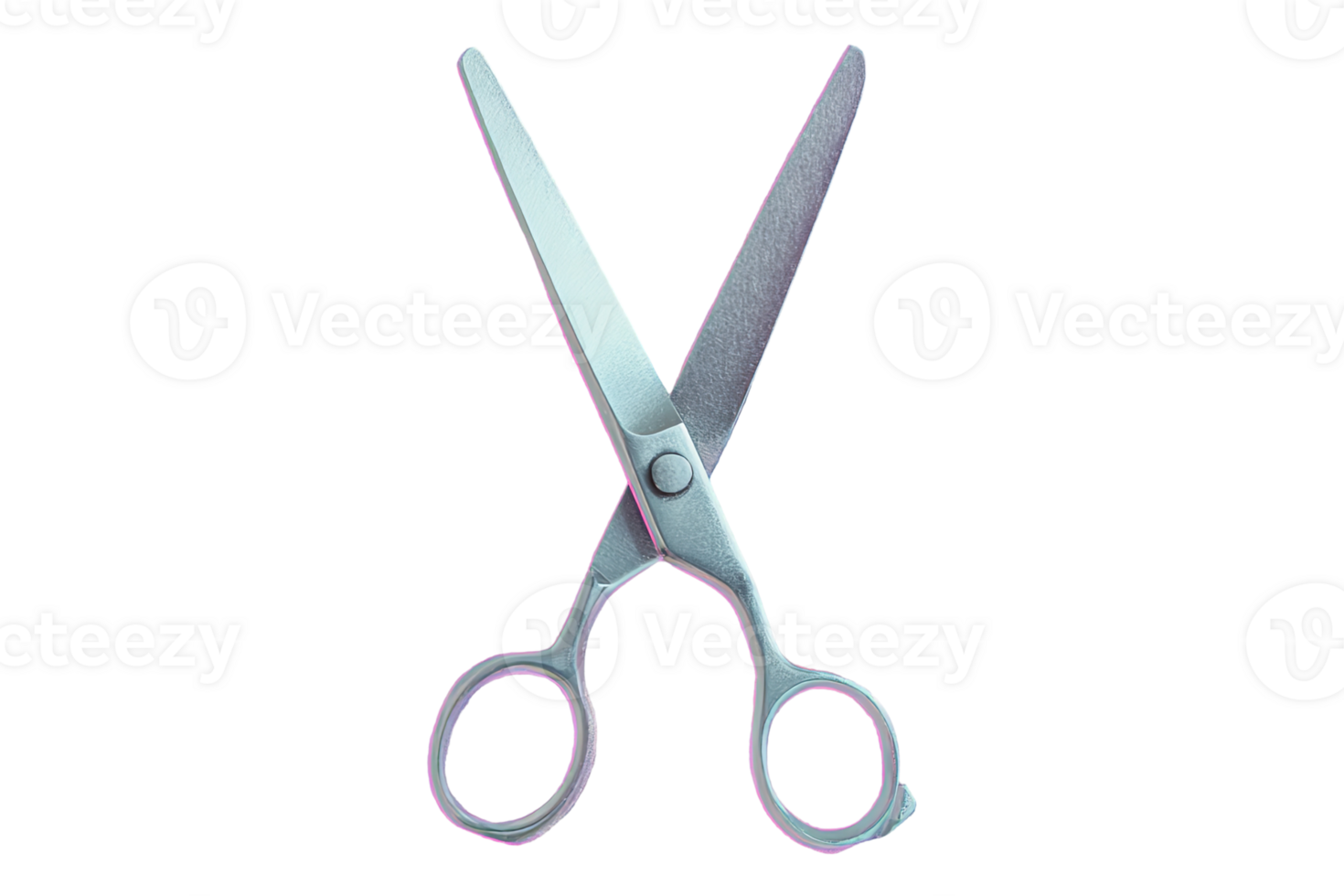 Surreal scissors cutting through fluffy clouds on a retro background png