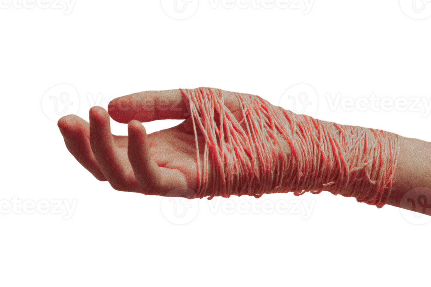 Hand wrapped in string creates a surreal dreamcore aesthetic experience png