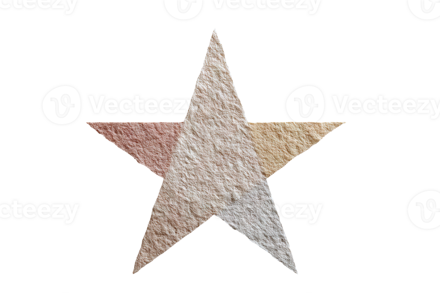 Star-shaped collage outline filled with textured colors in abstract design png