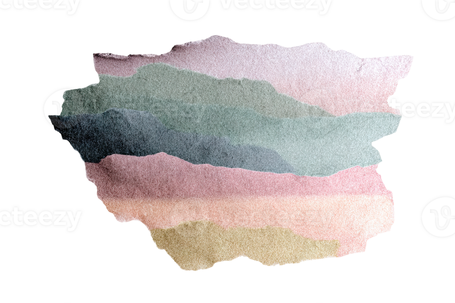 Ripped sticker shape collage with grainy edges showcasing soothing pastels png