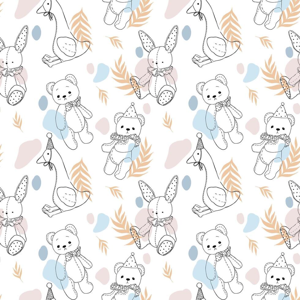 Childrens pattern with drawings of toys vector