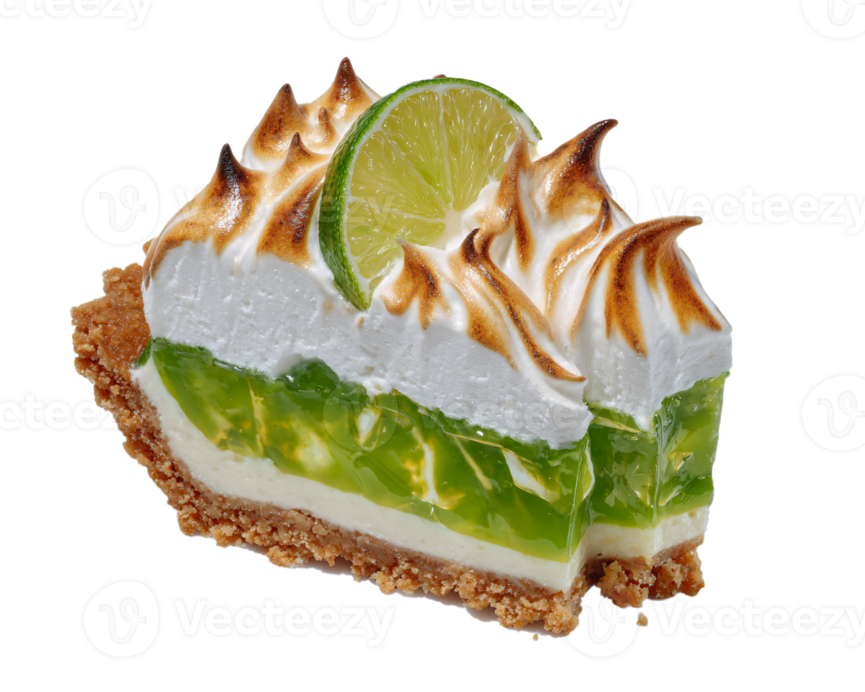 Lime Meringue Pie with Green Jelly Layers and Toasted Meringue Topping png