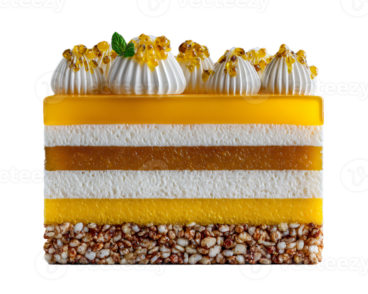 Vibrant Mango Dessert with Layers of Cream and Crispy Base png