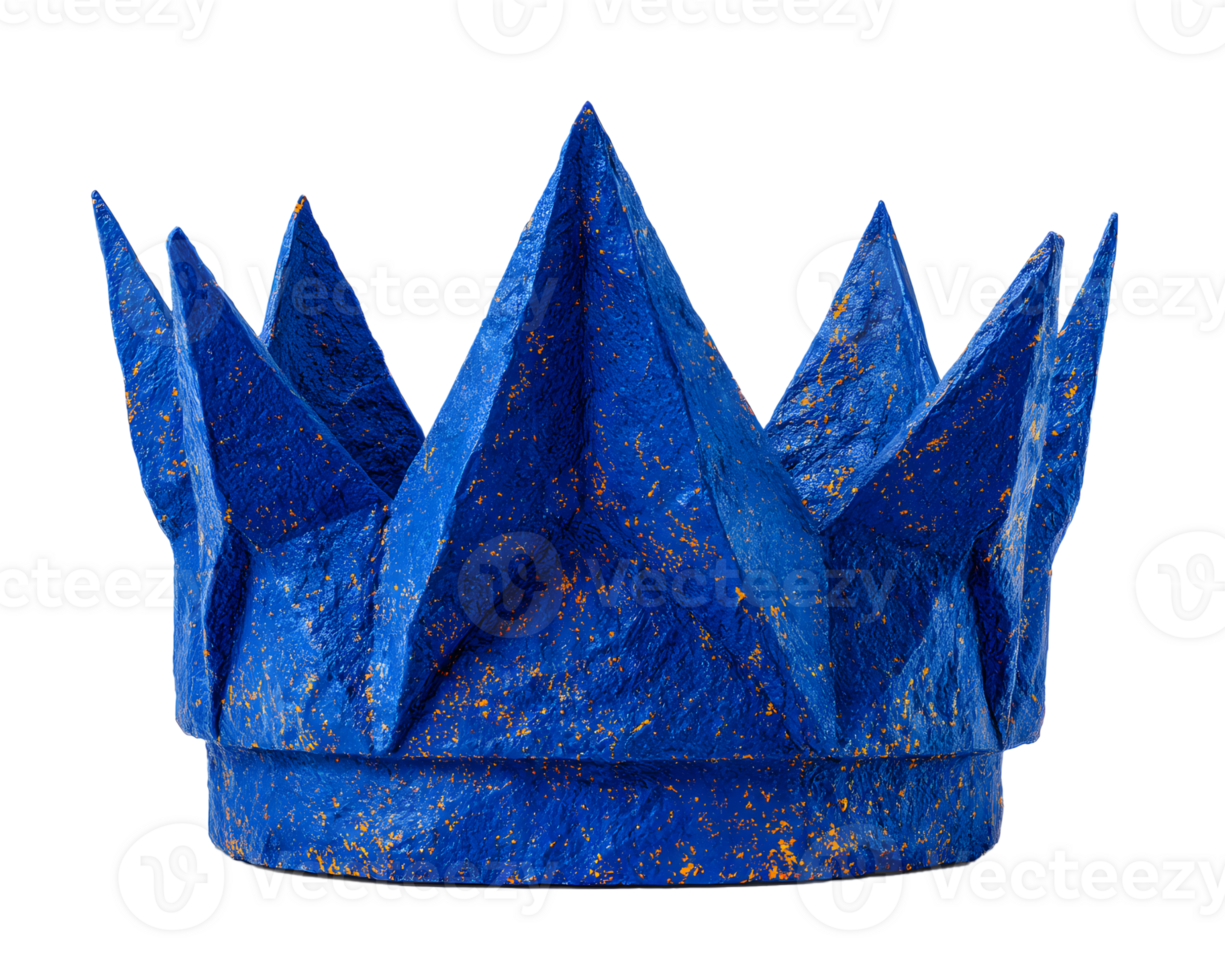 Blue Spiky Crown with Texture for Creative and Artistic Projects png