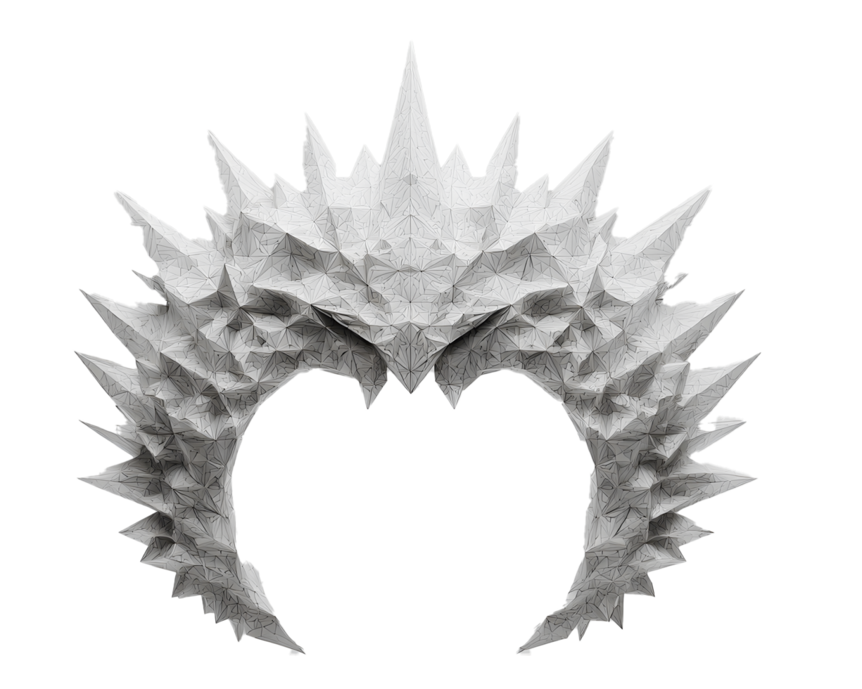 Abstract geometric crown design with sharp angular features png