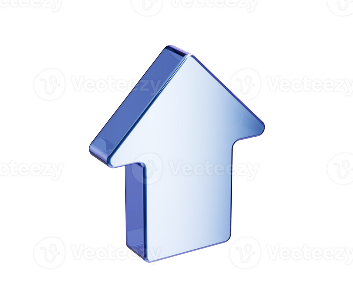 A sleek metallic blue upward arrow icon, symbolizing progress, direction and growth. 3D Illustration png