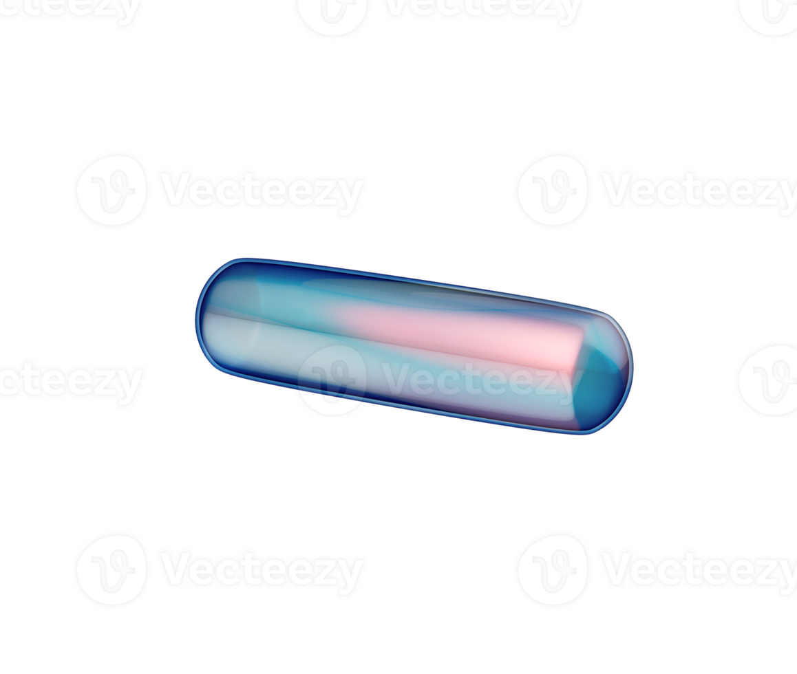 3D Transparent blue minus symbol with a transparent, futuristic and modern design. 3d illustration png