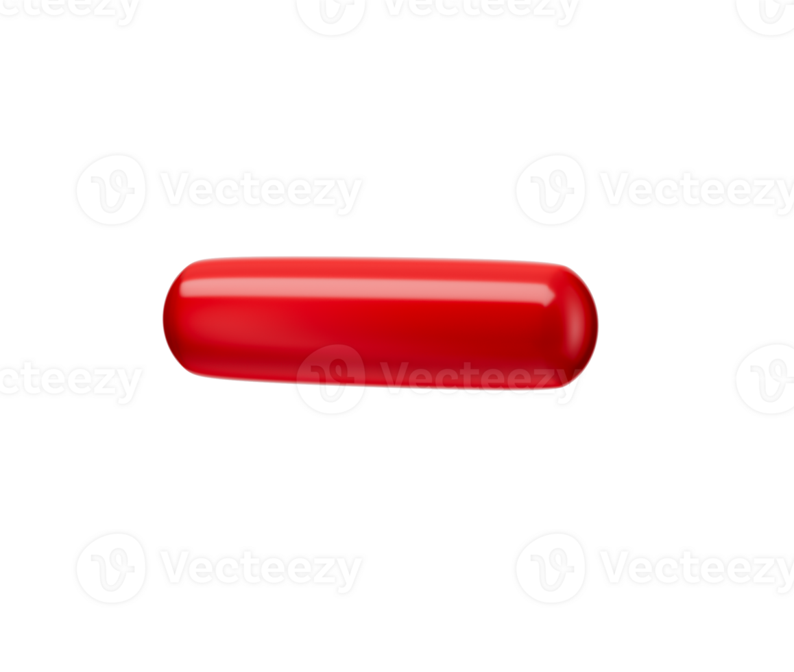 3D Red minus symbol with a modern, sleek and minimalistic design. 3d illustration png