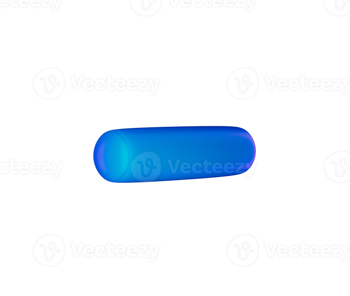 3D Matte blue minus symbol with a modern, sleek and minimal design. 3d illustration png