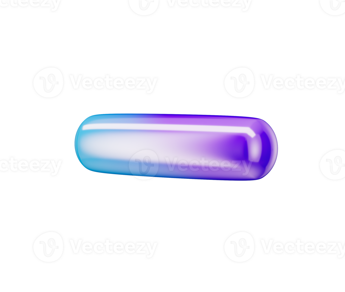 3D Minus icon with a gradient of blue and purple, featuring a modern look. 3d illustration png