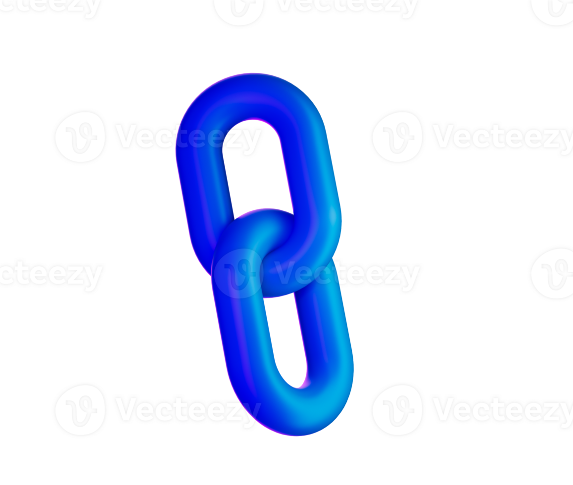 3D Gradient blue chain link icon, symbolizing connection and unity. 3d illustration png
