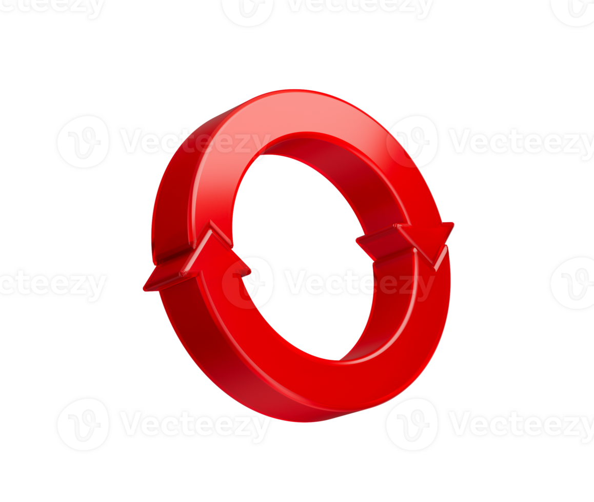 3d Vibrant Red Clockwise Arrow Loop Symbolizes Recycling And Continuous Rotation. 3D Illustration png