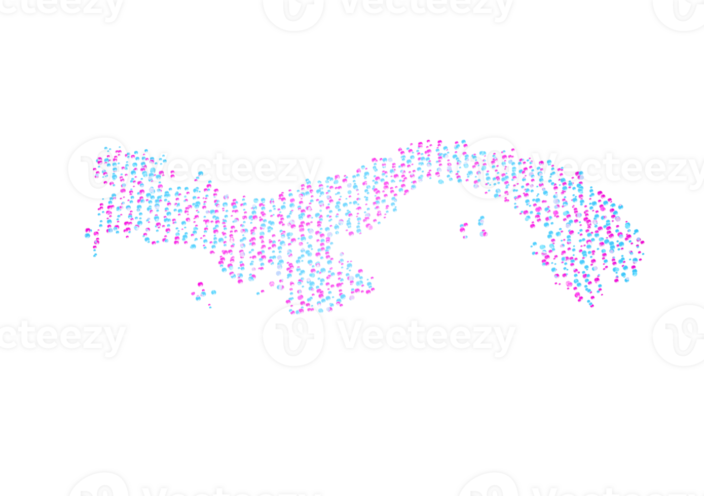 Illuminated Panama Digital Data Map Pink And Blue Neon Glowing Particles 3D Illustration png